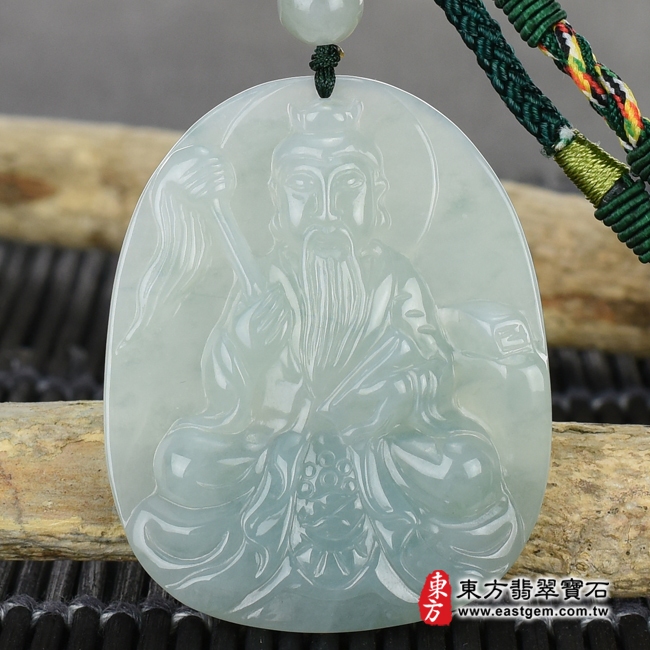 【東方翡翠寶石】救苦天尊：太乙真人牌A貨翡翠太乙真人玉珮(緬甸玉太乙真人玉墜)。糯種帶飄花太乙真人，KN041