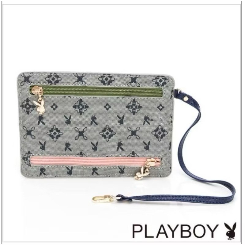僅拆封拍照萬用包 復古萬花筒系列(藍色)  【PLAYBOY】全新💯百貨公司正品福箱購入 無保卡介意勿下單