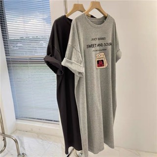 ❤首爾唯衣❤臺灣現貨不用等❤韓系休閒印花親膚潮流長版短袖t恤 女裝 孕婦 寬鬆 洋裝 連衣裙 連身洋裝❤五色 ❤單一尺吋