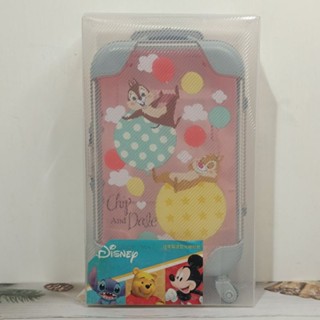 正版 Disney 迪士尼 行李箱造型 3C硬殼包 奇奇蒂蒂款 造型收納盒 可拖拉 迷你拉桿箱 置物盒