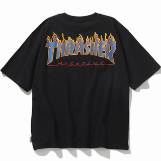 THRASHER 日本限定 TH24SU03R-BK3 FLAME LOGO TEE 彩色火焰 短T (黑底白字)
