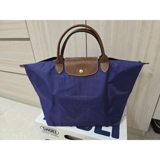 LONGCHAMP LE PLIAGE系列短把再生尼龍摺疊水餃旅行袋大