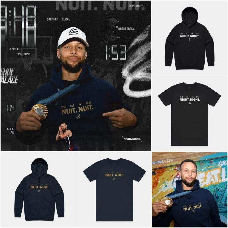 Curry Brand X Nuit Nuit 深藍連帽刷毛 帽T hoodie 藍底金字 只有一件 全新未下水 2XL