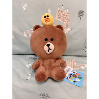 全新正版LINE FRIEND系列坐姿絨毛娃娃~熊大莎莉款 7寸