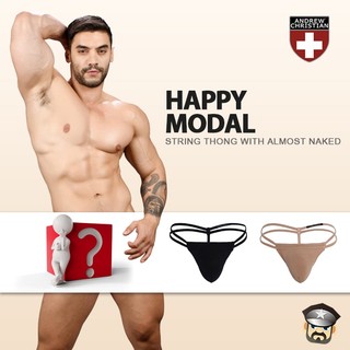美國 ANDREW CHRISTIAN 黑皮莫代爾 赤裸囊袋低腰丁字褲 HAPPY MODAL THONG 性感丁字褲