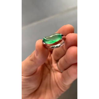 玻璃種 起剛光 飄陽綠 隨形 戒指 18K