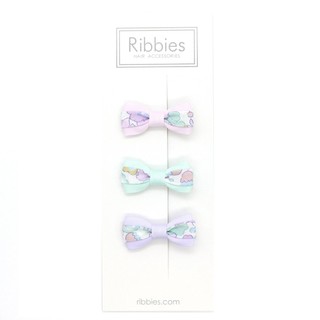 英國 Ribbies Clippies - 雙色緞帶蝴蝶結髮夾3入組 (Betsy Celadon)