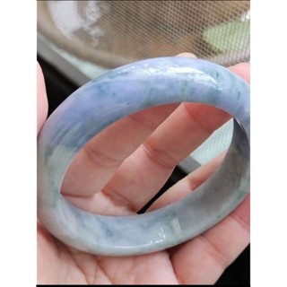 ＜君品坊＞天然緬甸翡翠A貨紫羅蘭飄花玉鐲56.6全新