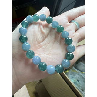 《pei nung私藏翡翠》天然翡翠.瓜料翡翠.藍水+紫威多寶手串9.8mm.