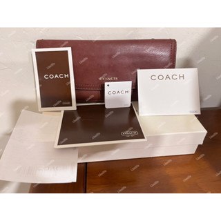 *lisalife*二手Coach 全牛皮棕色信封長夾（正品附購買收據）