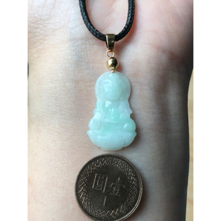 🌸小禾翡翠🌸 緬甸玉天然A貨翡翠玉墜 糯冰種 陽綠 坐蓮 蓮臺 觀音 觀世音 觀音菩薩