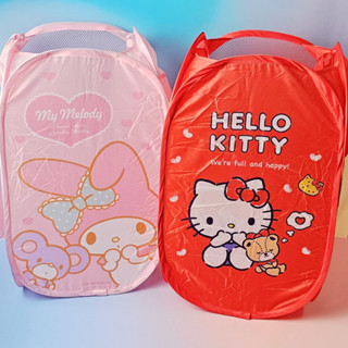 【添好生活】【現貨】三麗鷗臺灣正版授權 KITTY 美樂蒂 摺疊洗衣籃 收納籃 網籃 玩具收納籃