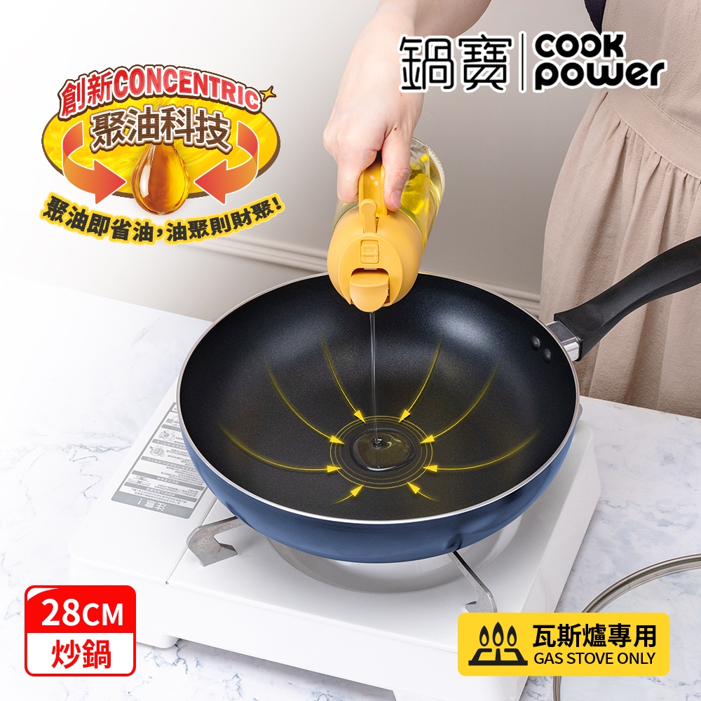 鍋寶 煎大師聚油不沾炒鍋28cm-四色選