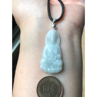 🌸小禾翡翠🌸 緬甸玉天然A貨翡翠玉墜 糯冰種 淡淡藍 坐蓮 觀音 觀世音 觀音菩薩