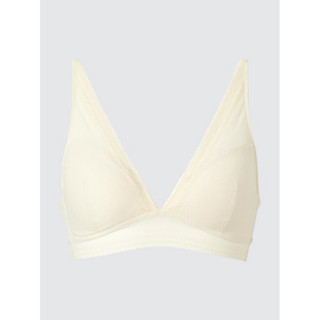 全新 Uniqlo 女裝 無鋼圈美型胸罩(舒適)(深V蕾絲)米白色XL號