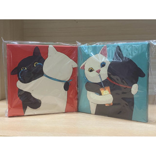 （全新）情侶貓實木框畫20x20cm 貓咪造型 無框畫 牆掛 裝飾畫 掛畫 桌上畫 喵星人 喵喵壁畫 客廳裝飾 居家擺飾