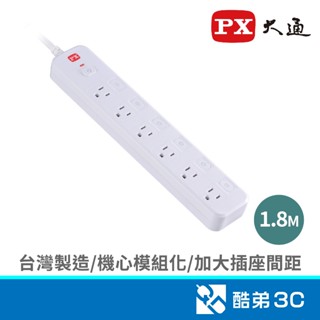 PX 大通 PEC-3766W 七開六插電源延長線1.8M 酷弟3C