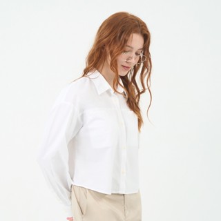 GIORDANO 女裝彈力牛津紡短版長袖襯衫【雙色任選】05345001