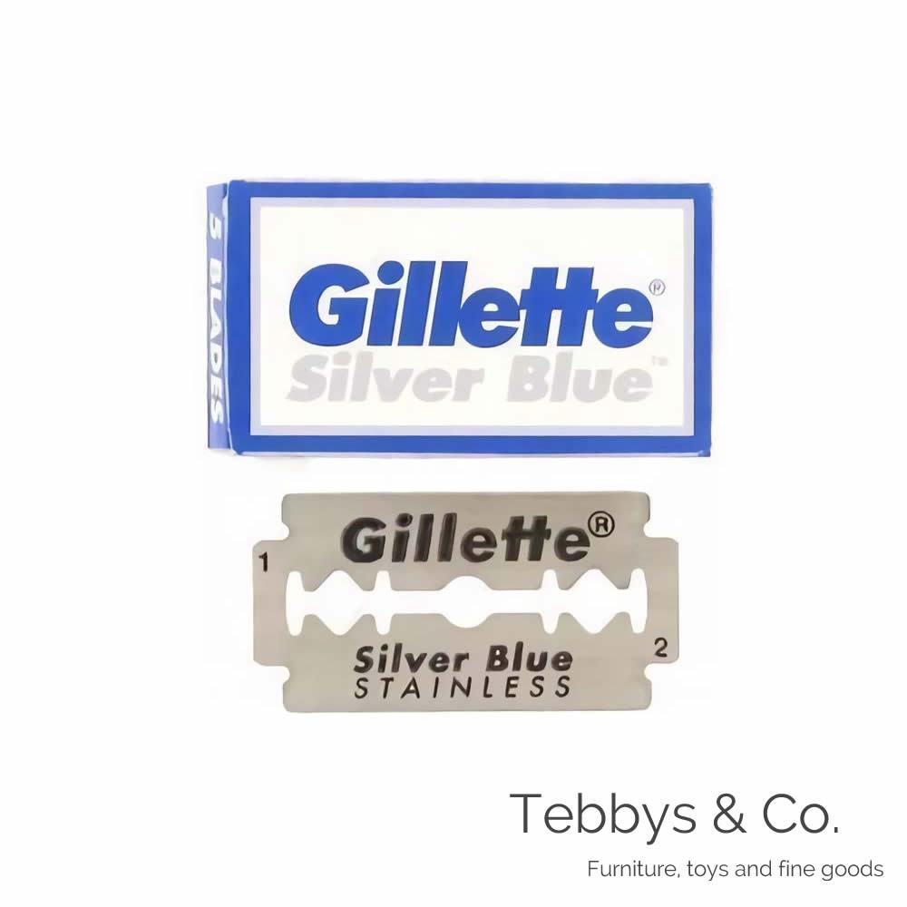 𝐓𝐞𝐛𝐛𝐲𝐬＆𝐂𝐨.美國Gillette吉列Silver Blue傳統刮鬍刀片（5片裝）雙刃刀片 雙刃刮鬍刀片