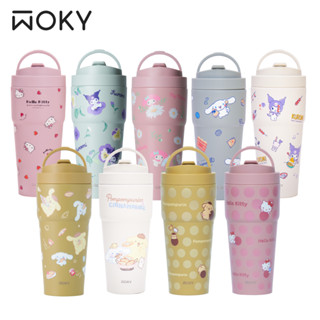 【WOKY X 三麗鷗】Kitty酷洛米大耳狗布丁狗美樂蒂聯名渾圓杯770ml (附矽膠粗吸管+彈跳粗吸管)