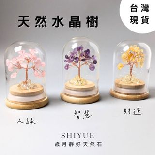 (玻璃罩質感)水晶樹 水晶招財樹 水晶發財樹 紫水晶 黃水晶 粉水晶 風水擺件 開運小物 辦公室小物 歲月靜好天然石