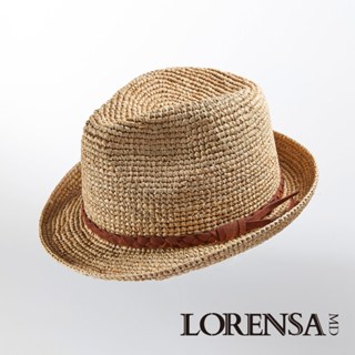 Lorensa蘿芮 天然拉菲草拉菲亞草手工編織質感飾帶遮陽巴拿馬紳士草帽 中性款