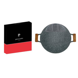 pierre cardin皮爾卡登 北歐鋁合金煎烤盤38cm(附瀝油架+櫸木手把) PCJR-033