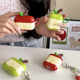 創意趣味立體青蘋果紅蘋果 配同款掛件 適用AirPods 1 2 3代 4代 Pro/Pro2蘋果耳機保護套 IMD硬殼