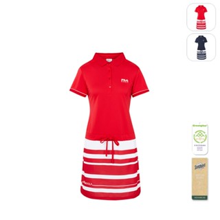 【FILA】女性 GOLF 高爾夫 吸濕排汗 短袖條紋洋裝-紅色 5DRY-2138-RD