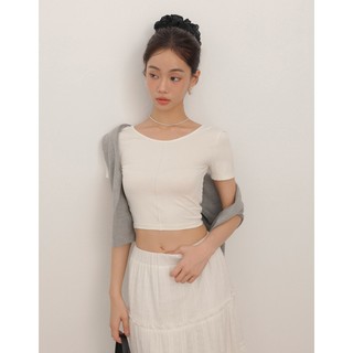 AIR SPACE PLUS 正反兩穿俐落中線莫代爾短版TEE(黑/白/灰) 女裝 現貨 大尺碼 中大尺碼 棉花糖女孩