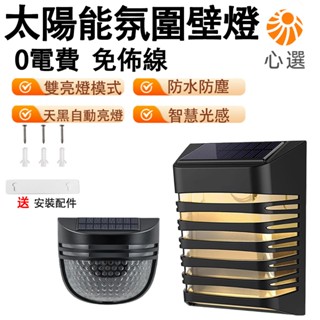 【HeartPick心選】太陽能壁燈 圍墻庭院燈 花園裝飾佈置 防水氛圍戶外燈 雙亮燈模式 天黑自動亮燈
