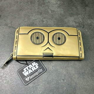 星際大戰 Star Wars C-3PO 長夾 拉鍊 漆皮 亮面 金色 皮夾 迪士尼 Loungefly