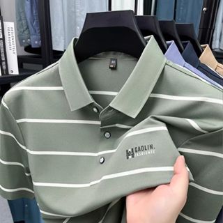 【喬.米男裝】韓系上衣 短袖上衣 條紋上衣 短袖 polo衫 運動上衣 男生衣服 工作服 冰絲 polo 排汗衫 短袖男