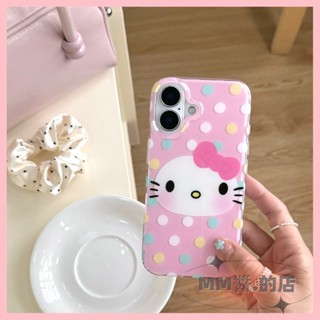 MM醬🎀可愛卡通趣味波點大臉Kitty貓 i16 手機殼 iPhone 15 Pro max 防摔 i14 雙層軟邊硬背