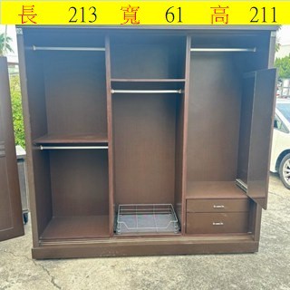 大楊哥二手傢具【 胡桃色7.5尺滑門大衣櫃 單人衣櫥 收納櫃 抽屜櫃 鬥櫃 床邊櫃 電器櫃 鞋櫃 餐櫃 書櫃 】傢俱回
