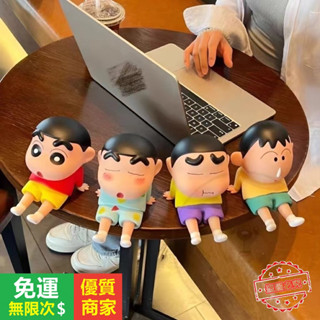 【5A品質】蠟筆小新手機支架桌面擺件阿呆可愛卡通室內裝飾