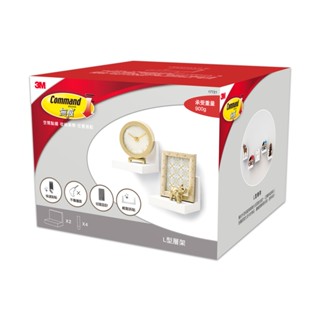 3M 無痕 LIFESTYLE系列-層板置物公仔收納掛架-L型層架-白色(一盒兩入)