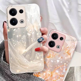 夢幻蝴蝶 玻璃殼 OPPO Reno 13 Pro手機保護殼全包 reno13 pro 手機殼 reno13pro保護殼