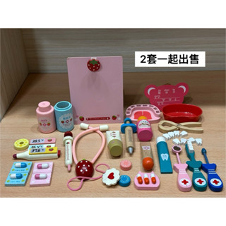 （二手玩具）木製牙醫玩具組 醫生玩具 木質 木玩 模擬牙醫玩具 看醫生玩具 家家酒 護士 角色扮演 醫生遊戲 看診遊戲