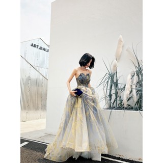 品味時尚奢華新款宴會年會抹胸長款新娘結婚宮廷風蓬蓬裙禮服