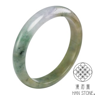 【漢石齋】天然翡翠A貨 手鐲玉鐲 三彩飄花種(手圍18.8/版寬12.4mm)