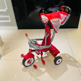 RADIO FLYER(兒童界的法拉利) 紅犀牛四合一折疊三輪推車，配備UV遮陽罩、置杯架、前後置物袋 2手良品