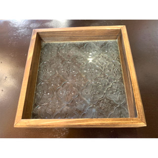 海棠花方型實木框託盤