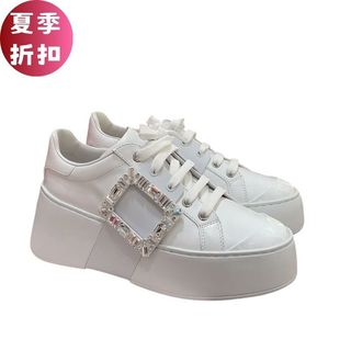 Roger Vivier Viv Skate 厚底7公分水晶方釦皮革運動鞋 EU 38/39
