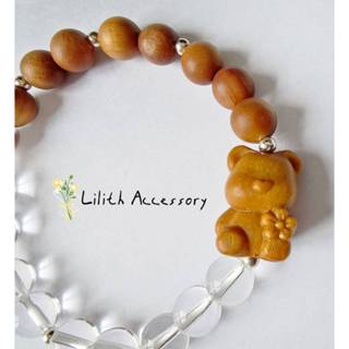 Lilith Accessory 小熊 水晶 天然水晶 白水晶 老山壇 手鍊 手環 禮物