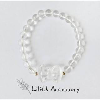 Lilith Accessory 白水晶 蝴蝶結 天然水晶 純銀 水晶 白水晶 手鍊 手環 禮物
