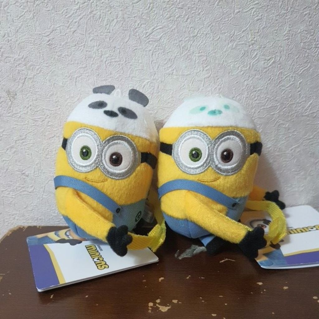 全新 日本景品 小小兵 Minions 熊仔帽 毛公仔 窗簾扣 吊飾 鎖匙扣 掛飾 絨毛娃娃 10公分