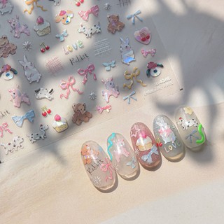 tomoni粉色插畫塗鴉美甲貼紙 韓系美甲背膠貼紙 美甲飾品 美甲diy 背膠指甲貼4346