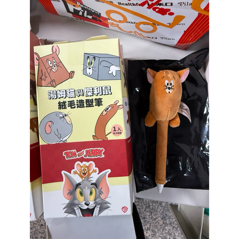 全新 已拆封內容物7-11 湯姆貓與傑利鼠 絨毛造型筆 德式香腸傑利鼠(藍筆) 每支$100
