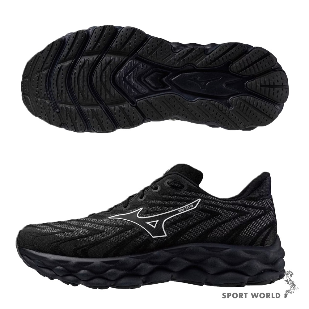 Mizuno 美津濃 慢跑鞋 男鞋 4E超寬楦 WAVE SKY 8 黑【運動世界】J1GC241157